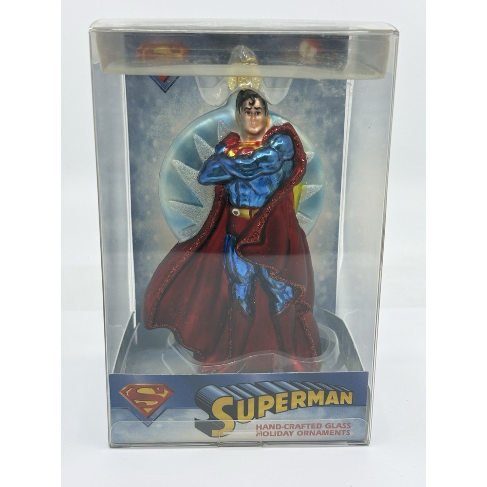 Kurt Adler Superman Christmas Ornament Glass Brown New